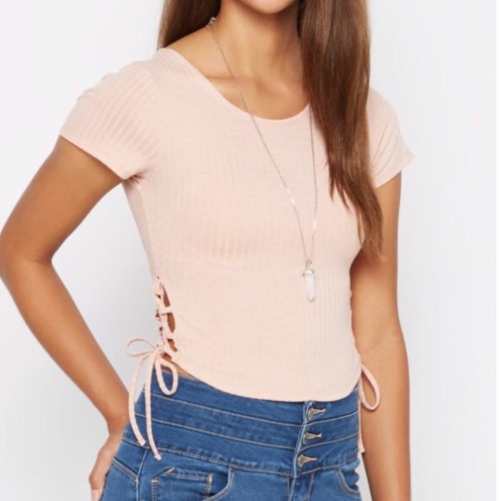 Tied at the Side Pale Pink Crop Top